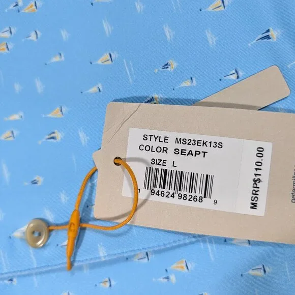 Peter Millar Crown Sport Sailing Away Print Summer Comfort Polo Size L 2XL $110 - Picture 7 of 7